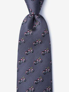 Alynn Born to Ride Gray 100% Silk Tie